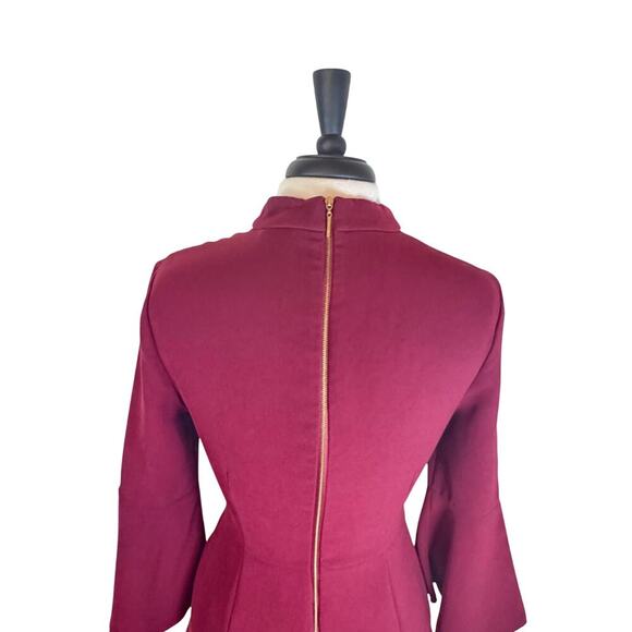 RACHEL ZOE Califa Mock Neck Crepe Fit & Flare Mini Dress Sangria Red Sz 4 - Picture 7 of 10